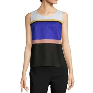 NWT Liz Claiborne Bold Blue Stripe Linen Top